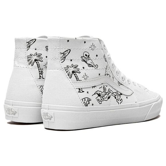 VANS MEN\'S 11.5 SK8 HI TAPERED UNIDENTIFIED U PAINT WHITE SKATE SHOES NIB main image 4